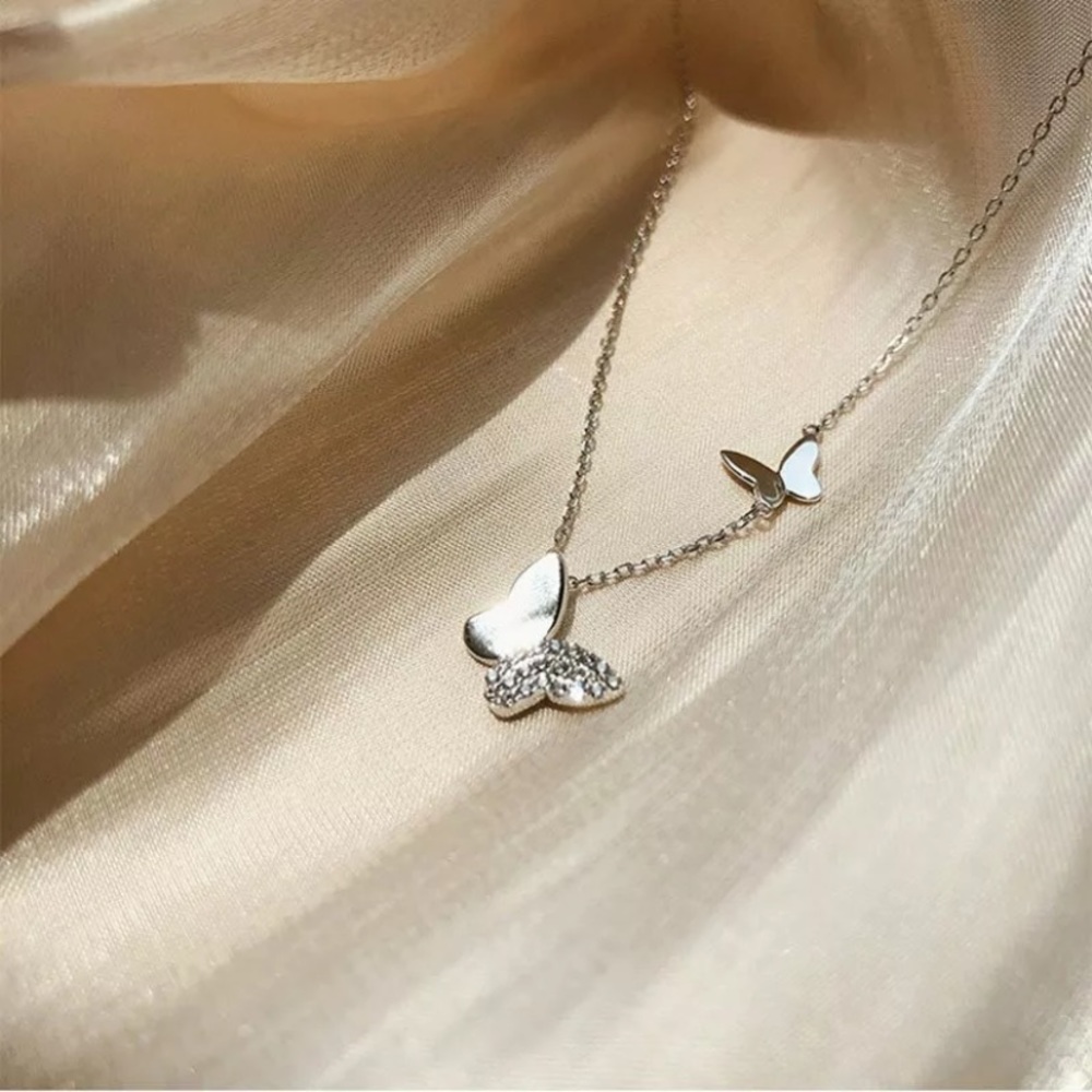 Dainty Silver Butterfly Fluttering Necklace